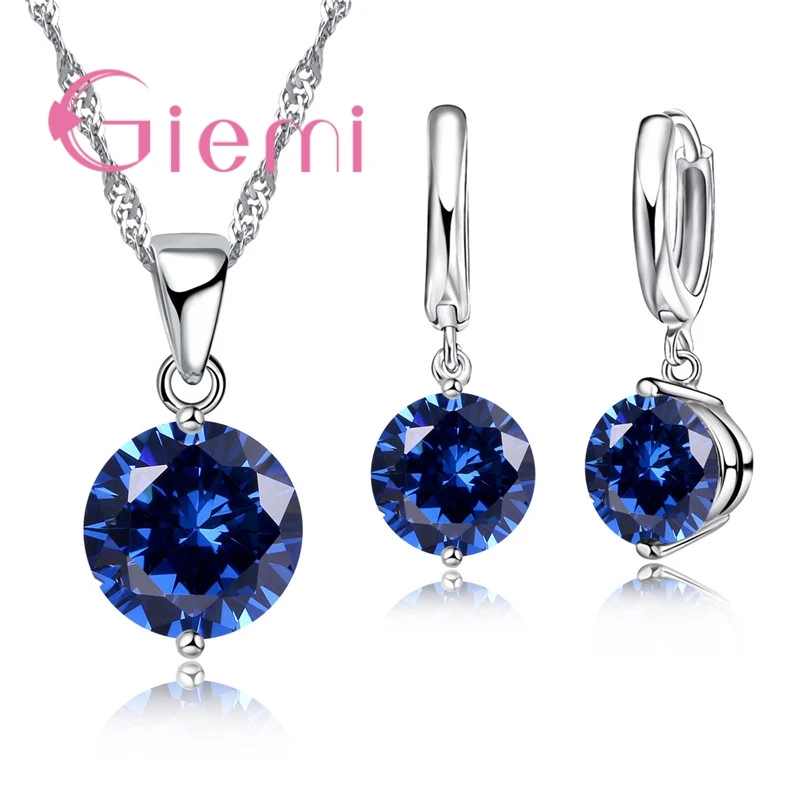 Classic Round 925 Silver Wedding Engagement Jewelry Sets For Women - $12.34 - $12.86