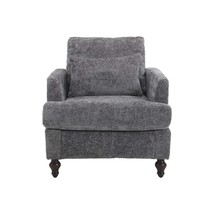 Gray Chenille Tufted Wood Armchair - $189.99