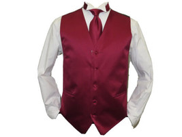 Mens Q Brand Formal Vest Tie Hankie after Six 10 Assorted Satin Burgundy... - £15.84 GBP