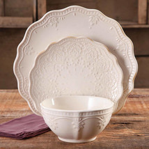 Pioneer Woman12-Piece Dinner Set Farmhouse Lace Dishes Service For 4 -5 ... - £60.42 GBP+