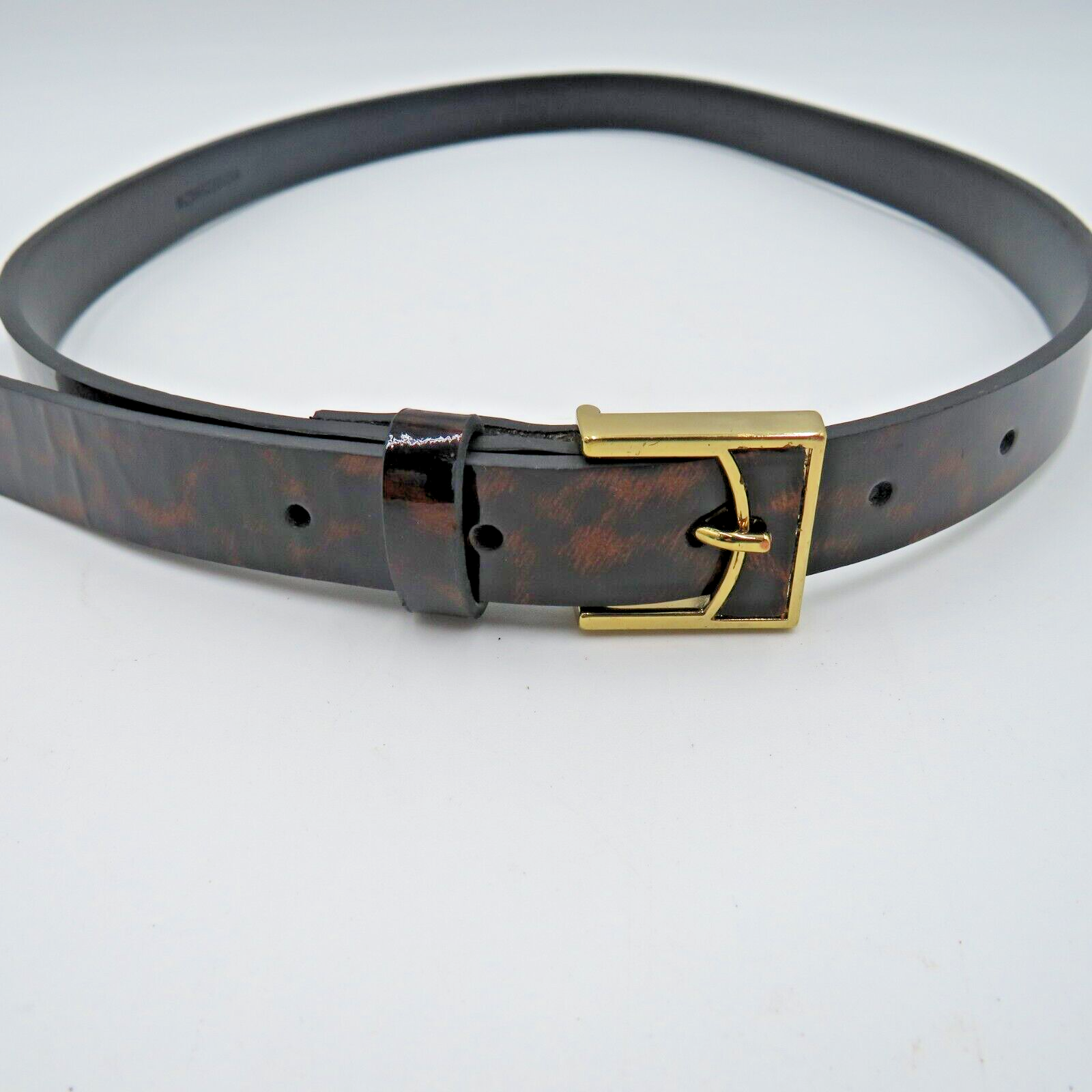 Primary image for Lauren Ralph Lauren RLL Belt Womens Small Animal Print Tan Leather Gold Tone