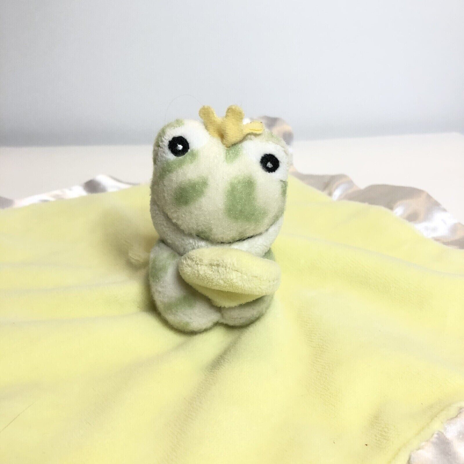 Cloud-b Baby Lovey Security Blanket Frog Yellow Blankie Blanky Crown Prince - $25.73