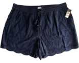 NWT Crown &amp; Ivy Navy Blue Eyelet Lace Lined Drawstring Waist Shorts Size 3X - $42.74
