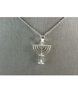 Womens Sterling Silver Jewish Judaica Hebrew Menorah Pendant Necklace 2.... - $55.57 CAD