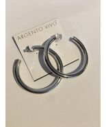 Argento Vivo STERLING SILVER Thick Hoop Earrings SILVER Color 1.75” NEW - $1,246.80 MXN