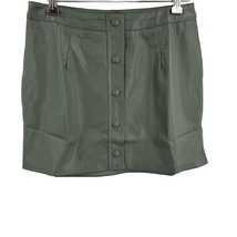 Lulus Most Fab Vegan Leather Button-Front Mini Skirt Olive Green Small New - £24.29 GBP