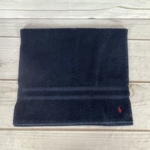 Ralph Lauren Home Navy Blue Hand Towel Red Pony Logo 28" x 16" 100% Cotton - $18.99