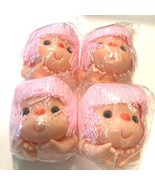 Lot Of 4 Craft Doll Heads Pink Hair Orange Nose Mcm - $39.59