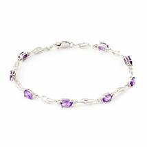Galaxy Gold GG 14k White Gold Tennis Bracelet with Amethysts and Diamonds - £599.50 GBP