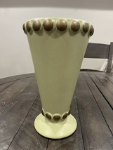 Vtg Haeger Pottery USA Floral Vase Beaded Ceramic Planter Green Gold 631-72 - £30.54 GBP