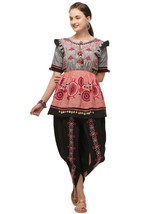 Kedia Top &amp;Tulip fashion Combo Navratri Garba Gujrat dandia dance GreyPeach S-XL - £38.93 GBP