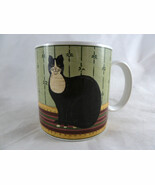 Warren Kimble Cat Mug Black &amp; White Cat on Rug Sakura Cup NICE! 10oz - $18.98 CAD