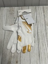 Nike Hyperdiamond Batting Gloves Diamond Sports Large Softball White/Gold - £18.68 GBP