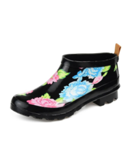 Journee Collection Womens 7.5 M Black Floral Rainer Pull On Rain Boots N... - $557.07 MXN