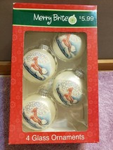 NIB 4 Merry Brite Round Christmas Ornaments Sledding Polar Bears Free Shipping - £15.81 GBP