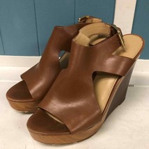 Michael Kors wood wedge tan sandals women’s size 10.5 - £31.66 GBP