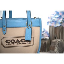 Coach Pool Leather Natural Canvas Field Tote 22 Bag NWT CH740 - £193.96 GBP