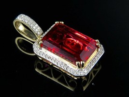 2 Ct 10K Yellow Gold Over Royal Red Ruby Diamond Charm Pendant 1.05&quot; Solid - £104.61 GBP