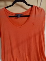 Ralph Lauren Sport T Shirt Womens XL Pink Short Sleeve V Neck Casual Top - £7.70 GBP