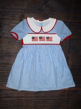 NEW Boutique 4th of July Patriotic American Flag Girls Gingham Plaid Dress - £3.78 GBP+