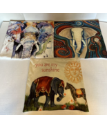 Set of 3 Decorative Soft Square Throw Pillow Covers Elephants Colorful 1... - £14.48 GBP