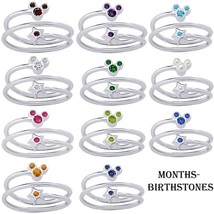 Stackable Bands 925 Solid Sterling Silver Round Cut Birthstone Gemstone Star and - £66.90 GBP