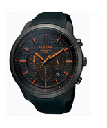 Pulsar PT3207 Men&#39;s Chronograph Black Rubber Band Strap Black Dial Dress... - $65.00