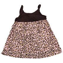 VTG Y2K Baby Girl Clothes Crochet Leopard Print Cotton Dress Pink Brown ... - $11.88