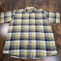 Cinch Shirt Mens Large Yellow Gray Plaid Button Up Western Rodeo Outdoor - £19.70 GBP