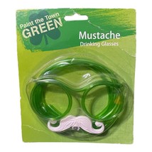 Paint the Town Green Flexible Mustache Drinking Glasses Straw St Patrick Day New - £3.11 GBP