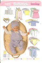 Butterick 5896 Infant Jacket Dress Top Romper Diaper Cover Hat M,L,XL UNCUT FF - £7.61 GBP