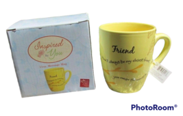 NIB Russ Berrie Closest Friend you mean world to me coffee cup mug yello... - $11.42