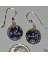 10mm WORLD INLAY GEMSTONE GLOBE 925 STERLING SILVER DANGLE EARRINGS - £7.77 GBP