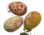 Midwest-CBK Yellow Orange and Green 4 Inch Faux Sugar Egg Ornaments Lot ... - £5.20 GBP