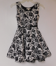 Knit Works Black White Sleeveless Lined Belted Dress Silver Accents Girl... - $24.74