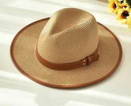 Women Summer Beach Hat Wide Brim Straw UV Protection Straw Sun Hats Bucket Cap - £23.57 GBP