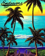 Welcome To Endeavors247 Paradise Beach Palm Trees Ocean Sunset Sticker Decal 4&quot; - £3.19 GBP