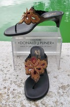 Donald Pliner Couture Beaded Leather Shoe Sandal New Thong T-Strap $325 NIB - £103.91 GBP