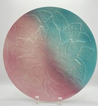 Royal Winton Grimwades Embossed Leaf Plate 9 3/4&quot; England Pink Teal With Flaws - £7.99 GBP