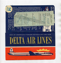 Delta Airlines Ticket Jacket Ticket Boarding Pass 1960  - $23.76