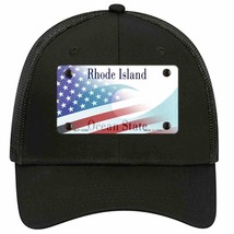 Rhode Island with American Flag Novelty Black Mesh License Plate Hat - £21.78 GBP