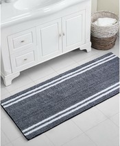 VCNY Home Hotel Stripe Noodle Bath Runner, 24 X 60, Navy/White T4102310 - £39.51 GBP