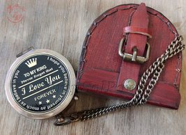 Antique Flat Pocket Compass with to My King-Never Forget That I Love You Forever - £35.96 GBP