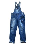 Rue 21 Juniors Size 13  14 Skinny  Denim Blue Jean  Bib Overalls Distressed - £17.59 GBP