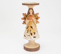 12.5&quot; Harvest Angel with Pumpkin Pedestal by Valerie in White - £43.54 GBP