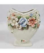 Vintage Handcrafted Cloisonne Ceramic Vase 4.5 Inch Tall Floral - €15,69 EUR