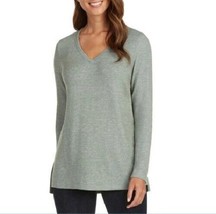 Matty M Women&#39;s V-Neck Tunic Shirt Long Sleeve Lightweight, Heather SAGE - £13.15 GBP