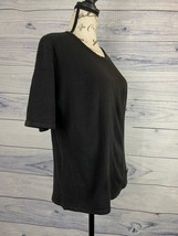 City Trend Short Sleeve Knit Top Women Size XL Black Acrylic Crew Neck - $13.50