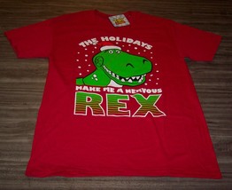 Walt Disney Toy Story Rex Dinosaur In Santa Hat Christmas T-Shirt Mens Small New - $19.80