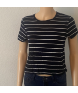 women striped navy blue and white t-shirt size small - $6.00